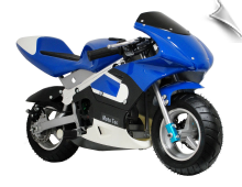 MotoTec Gas Pocket Bike Blue - 33cc 2-Stroke
